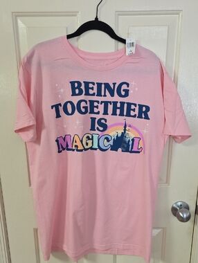 Disney Unisex  Being Together Is Magical Pink Tee Size XL NWT